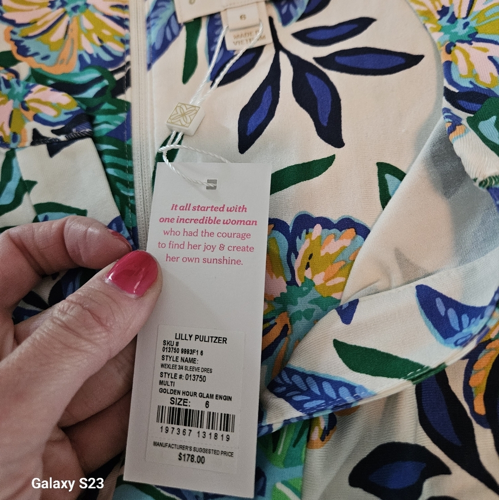 Wexlee Lilly Pulitzer NWT 3/4 sleeve dress small - Picture 6 of 11